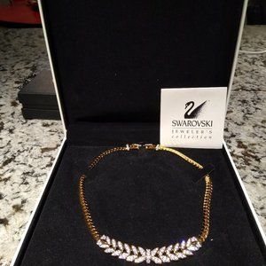 Swarovski gold and crystal leaf necklace